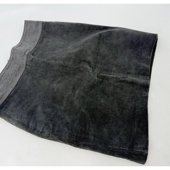 Vtg I.O.U. Leather Black Suede‎ Mini Skirt Size 9 Western Boho - Picture 6 of 12